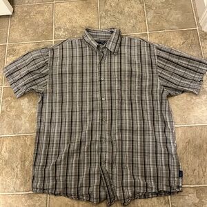 H&M Men's Short-Sleeve Plaid Button-Down Shirt - Gray & Black
